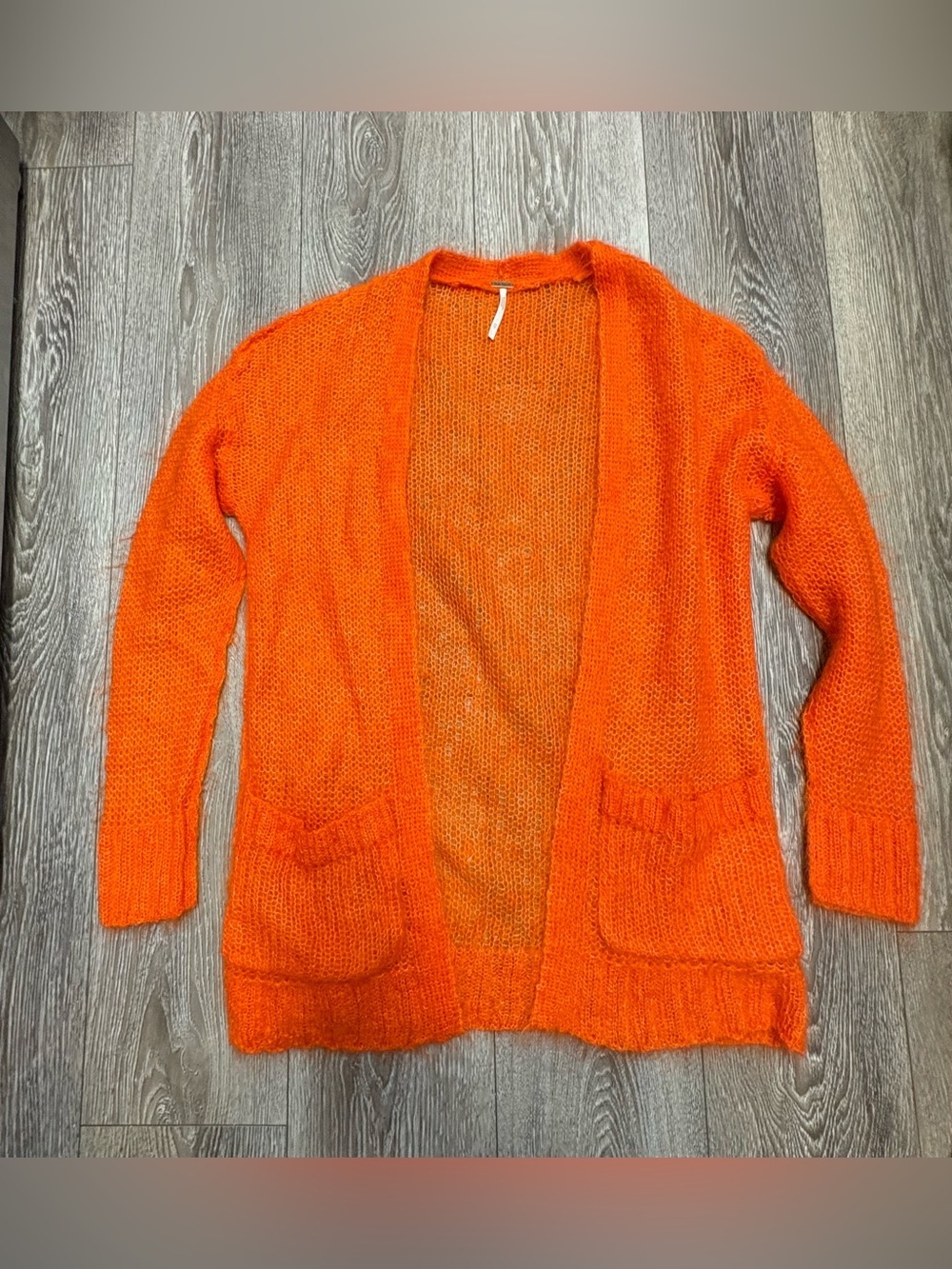 Free people Cozy Open-Front Orange Women's Cardigan Sweater - Picture 4 of 11